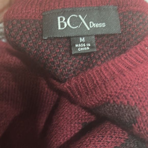 Bcx dress women size m burgundy printed Long Sleeve - Picture 4 of 4